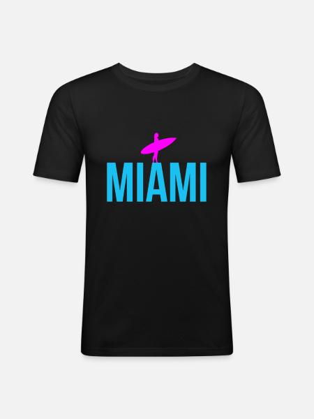 Miami USA - Männer Slim Fit T-Shirt - Schwarz