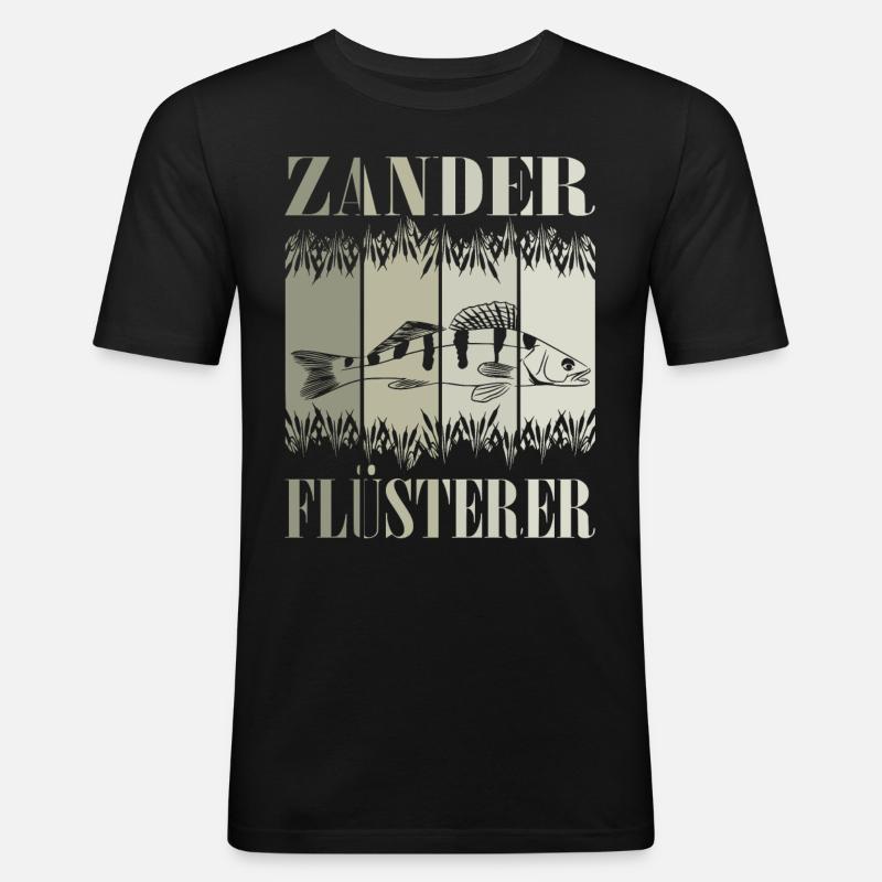 Zander Flüsterer - Männer Slim Fit T-Shirt - Schwarz