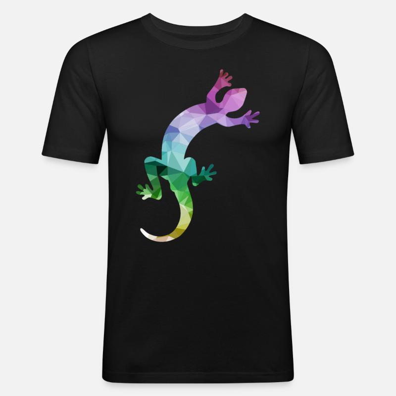 Reptil Echse - Männer Slim Fit T-Shirt - Schwarz