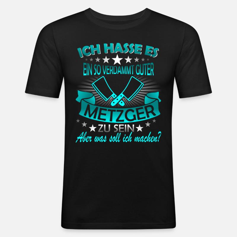 Fleischer Metzger Schlachter Schlächter - Männer Slim Fit T-Shirt - Schwarz