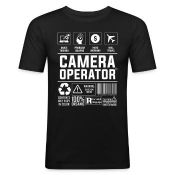 Cadreur Producteur vidéo Cinéaste Caméraman - T-shirt près du corps Homme - noir - Devant - Nik (191cm)