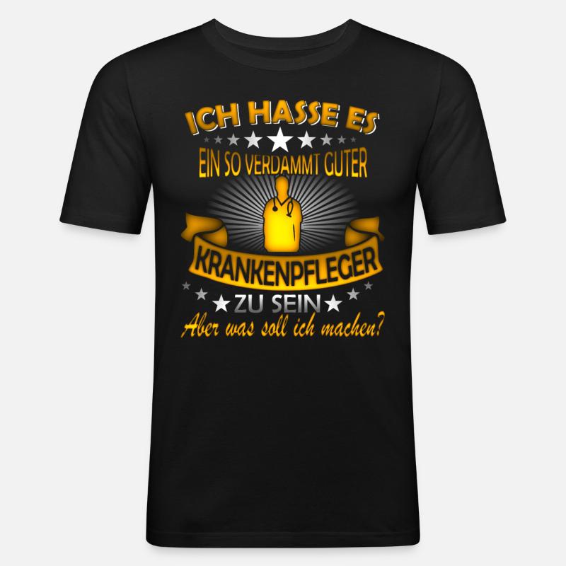 KRANKENPFLEGER - Männer Slim Fit T-Shirt - Schwarz