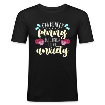 Santé mentale Je suis vraiment drôle mais maladie mentale - T-shirt près du corps Homme - noir - Devant - Nik (191cm)