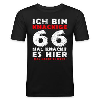66 Geburtstag 66 Jahre Geburtstag Geschenk-Idee - Männer Slim Fit T-Shirt - Schwarz - Vorne - Nik (191cm)
