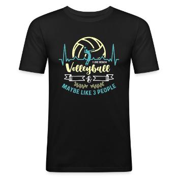 J’aime le volleyball de plage et le volleyeur de beachball - T-shirt près du corps Homme - noir - Devant - Nik (191cm)