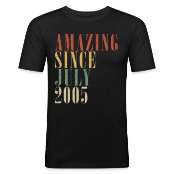 18. Geburtstag Jahrgang Juli 2005 Original 2005 - Männer Slim Fit T-Shirt - Schwarz - Vorne - Nik (191cm)