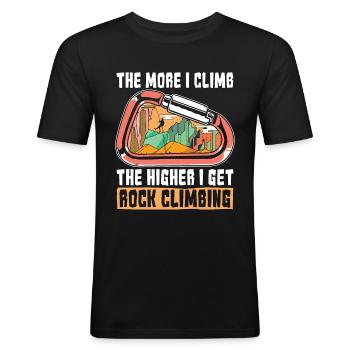Escalade Plus je grimpe Le rocher le plus haut - T-shirt près du corps Homme - noir - Devant - Nik (191cm)