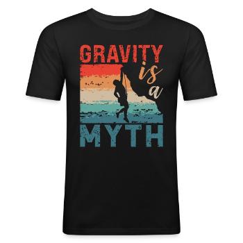 L’escalade intérieure La gravité est un mythe Rétro Bloc - T-shirt près du corps Homme - noir - Devant - Nik (191cm)