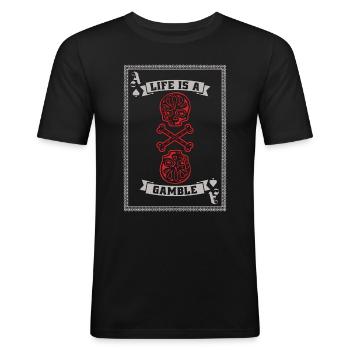 Classic Blackjack Life Is A Gamble Loves Gambling - Men's Slim Fit T-Shirt - black - Front - Nik (191cm)