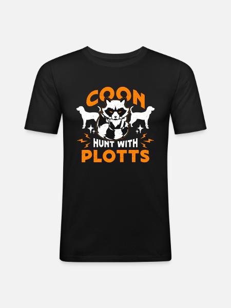 Vaskebjørn Jakt Coon Jakt Med Plotts Jakt Hund - Slim Fit T-skjorte for menn - svart
