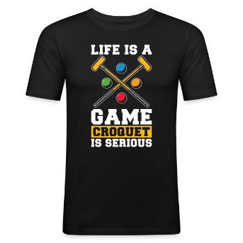 Croquet Life Is A Game Croquet Is Serious Mallet - Men's Slim Fit T-Shirt - black - Front - Nik (191cm)