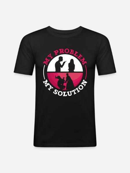 Aikido Fighter Mit problem Mit piktogram Mor Karate - Herre Slim Fit T-Shirt - sort