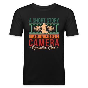 Cadreur Une histoire courte Je suis producteur vidéo - T-shirt près du corps Homme - noir - Devant - Nik (191cm)