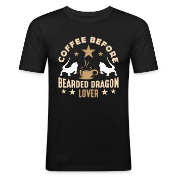 Bearded Dragon Coffee Herpetologist Coffee Lover - Men's Slim Fit T-Shirt - black - Front - Nik (191cm)