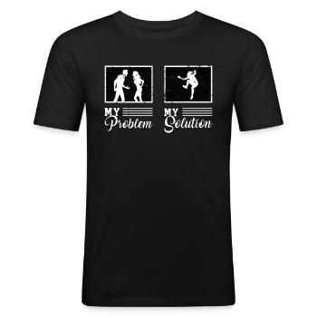 Amateur de parkour Mon problème Mon pictogramme Maman Papa - T-shirt près du corps Homme - noir - Devant - Nik (191cm)