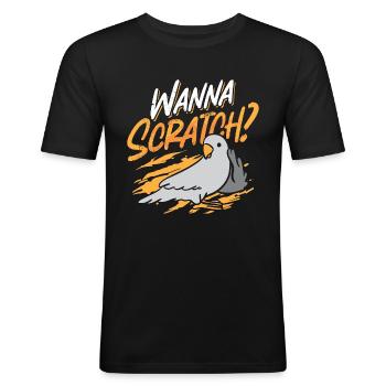 Gris africain veulent gratter ornithologie ornithologique - T-shirt près du corps Homme - noir - Devant - Nik (191cm)