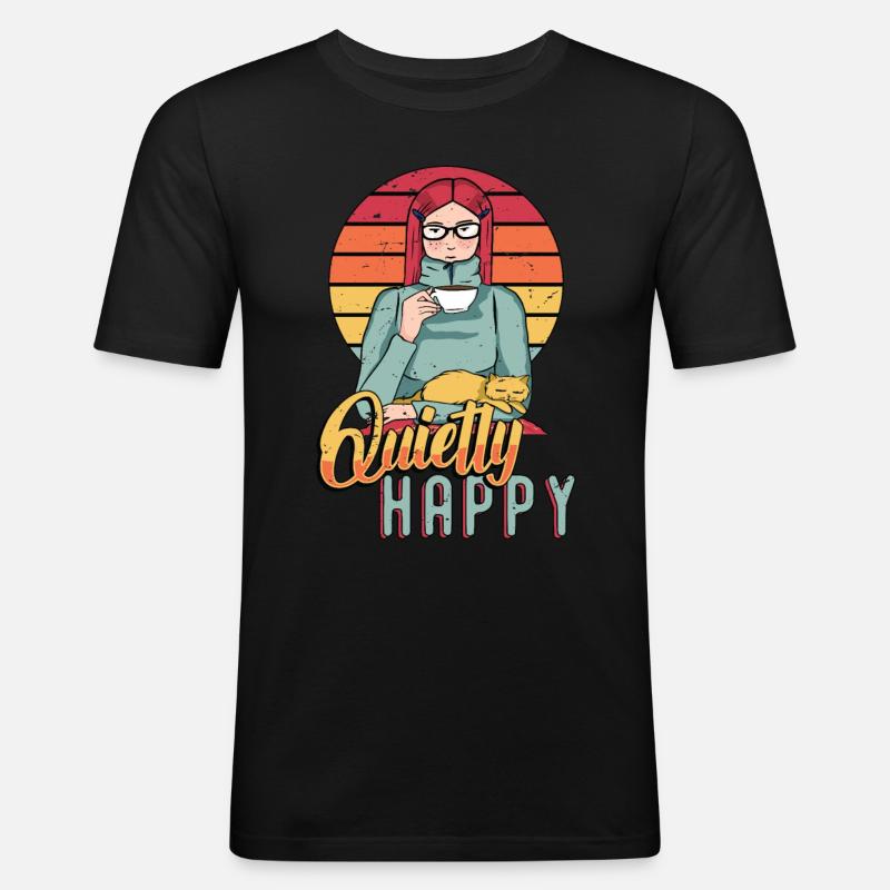 Introverti Tranquillement heureux Introversion introvertie - T-shirt près du corps Homme - noir