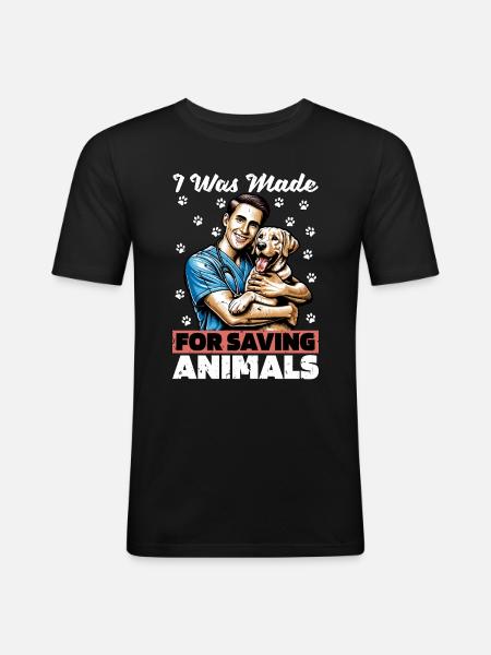 Veterinærtekniker Jeg blev lavet til dyreelsker - Herre Slim Fit T-Shirt - sort