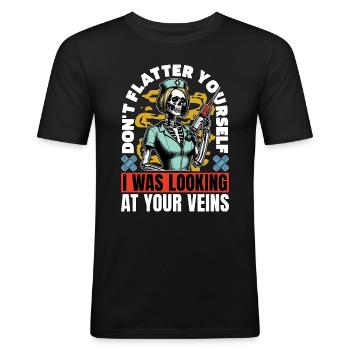 Nurse Practitioner Don't Flutter Nursing Assistant - Men's Slim Fit T-Shirt - black - Front - Nik (191cm)