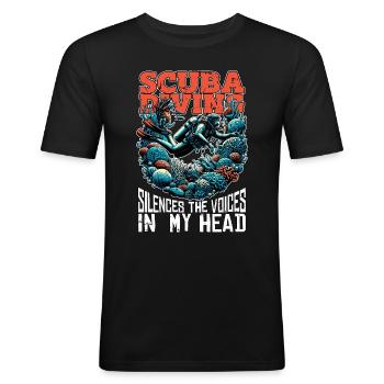 La plongée sous-marine fait taire les voix Sports nautiques - T-shirt près du corps Homme - noir - Devant - Nik (191cm)