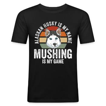 Dog Sledding | Mushing - Men's Slim Fit T-Shirt - black - Front - Nik (191cm)