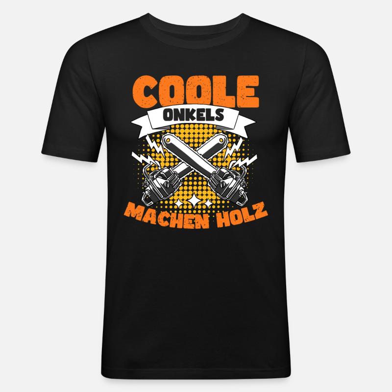 Coole Onkels Machen Holz - Männer Slim Fit T-Shirt - Schwarz