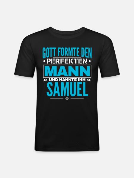 Samuel Name Design - Männer Slim Fit T-Shirt - Schwarz