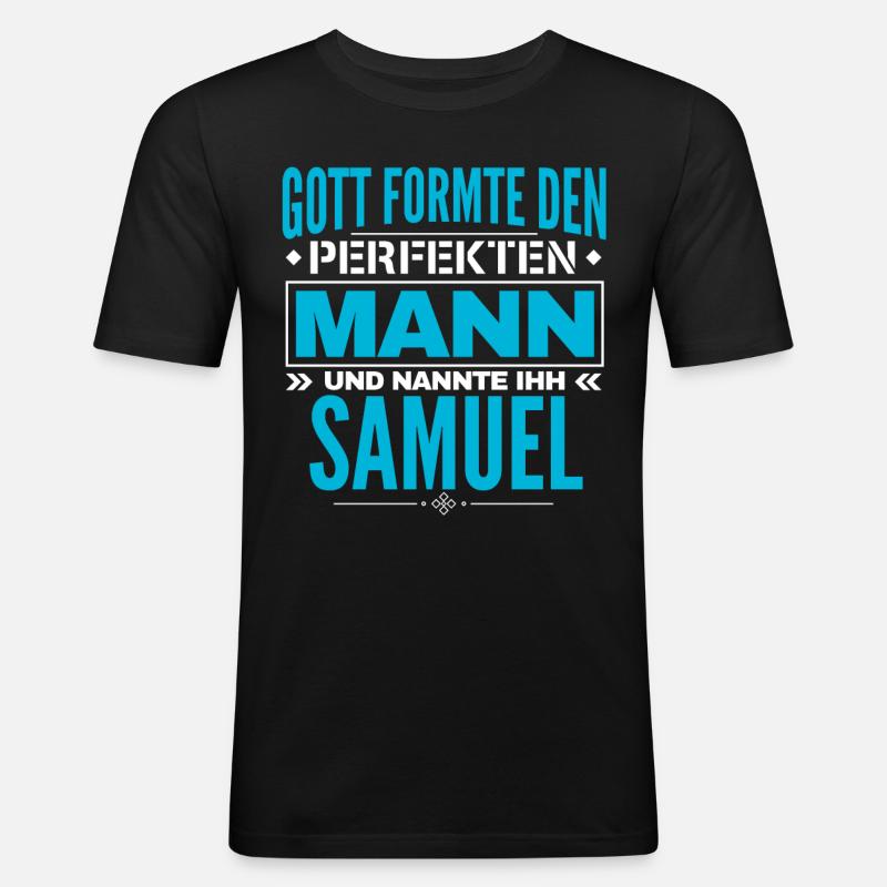 Samuel Name Design - Männer Slim Fit T-Shirt - Schwarz