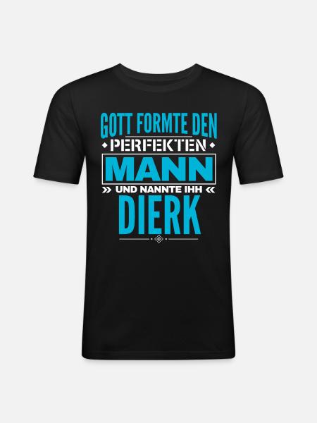 Dierk Name Design - Männer Slim Fit T-Shirt - Schwarz