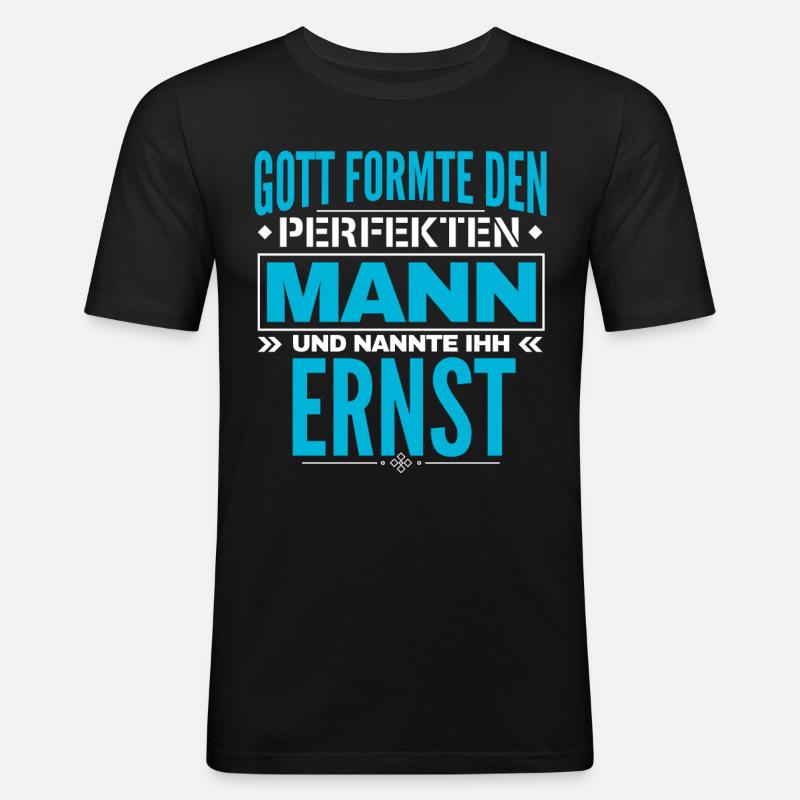 Ernst Name Design - Männer Slim Fit T-Shirt - Schwarz
