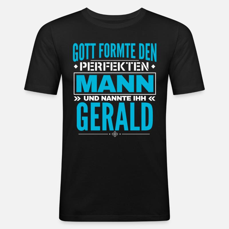 Gerald Name Design - Männer Slim Fit T-Shirt - Schwarz