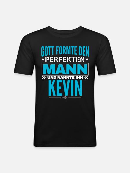 Kevin Name Design - Männer Slim Fit T-Shirt - Schwarz