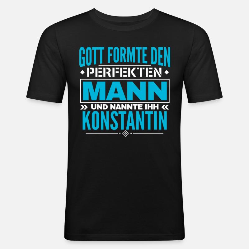 Konstantin Name Design - Männer Slim Fit T-Shirt - Schwarz