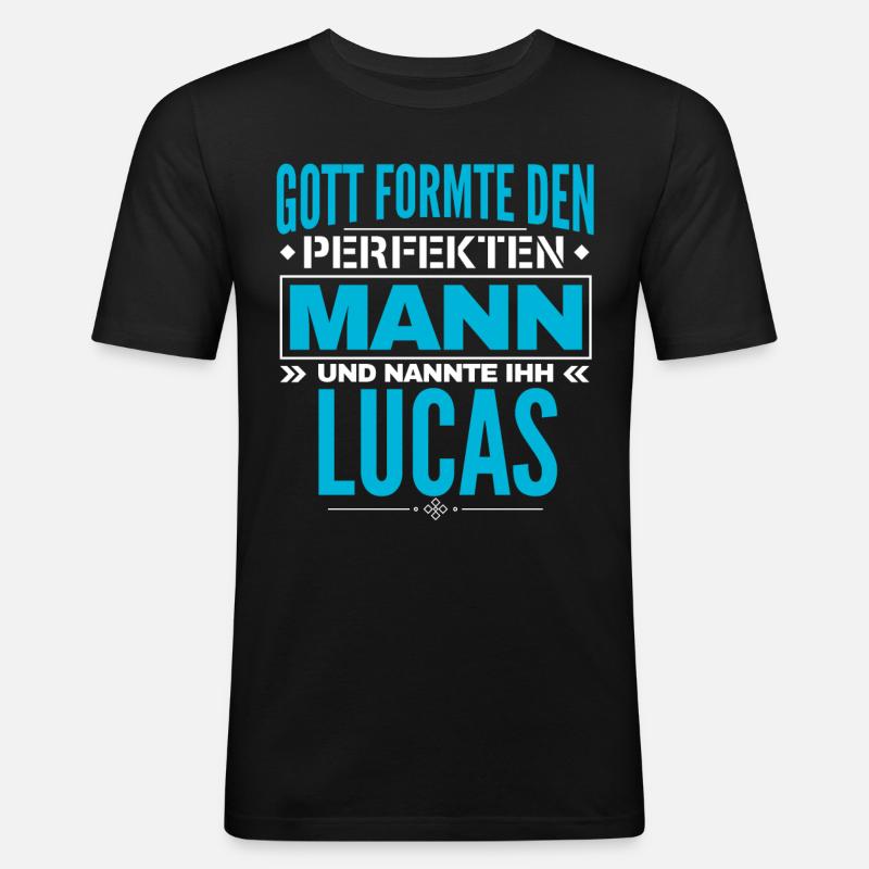 Lucas Name Design - Männer Slim Fit T-Shirt - Schwarz