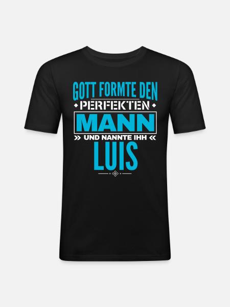 Luis Name Design - Männer Slim Fit T-Shirt - Schwarz