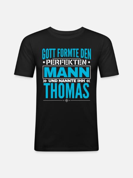 Thomas Name Design - Männer Slim Fit T-Shirt - Schwarz