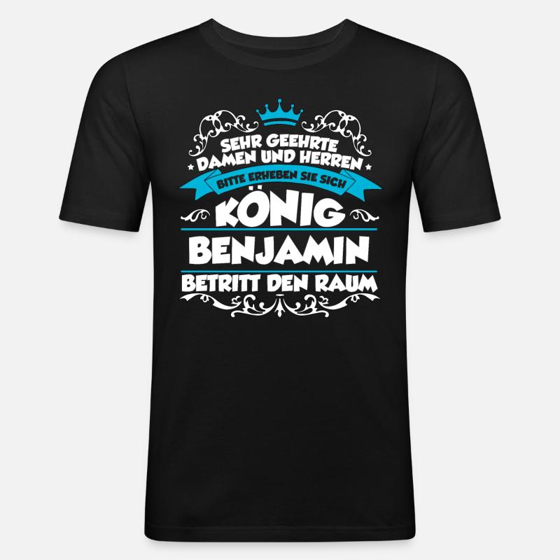 Benjamin Name Design - Männer Slim Fit T-Shirt - Schwarz