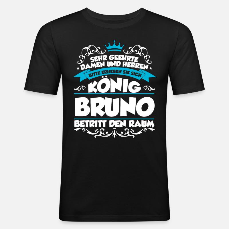 Bruno Name Design - Männer Slim Fit T-Shirt - Schwarz
