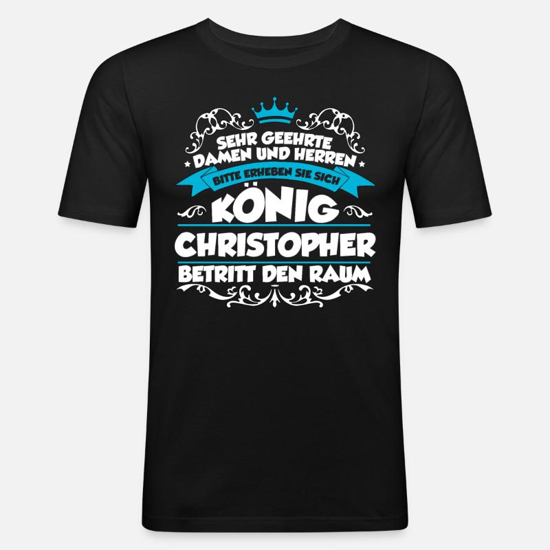 Christopher Name Design - Männer Slim Fit T-Shirt - Schwarz