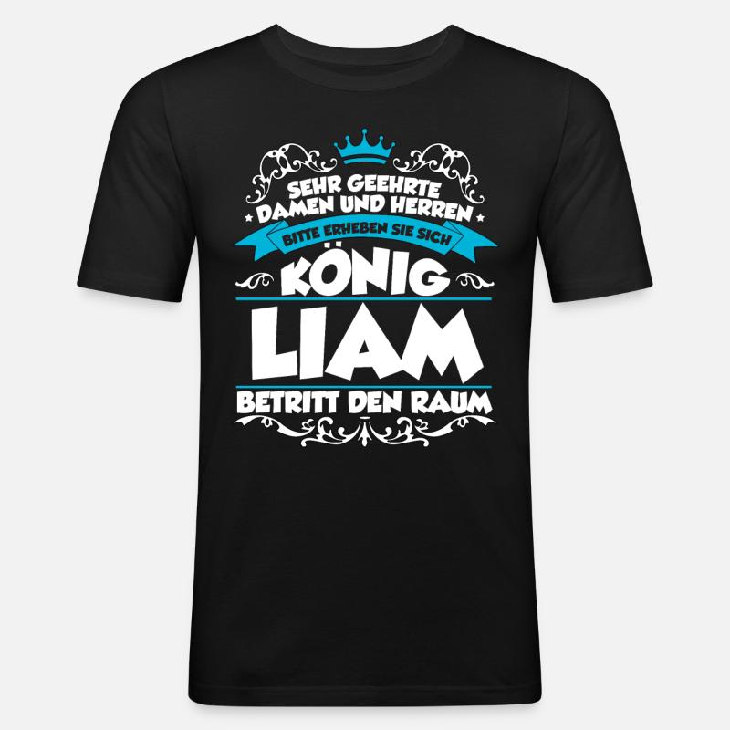 Liam Name Design - Männer Slim Fit T-Shirt - Schwarz