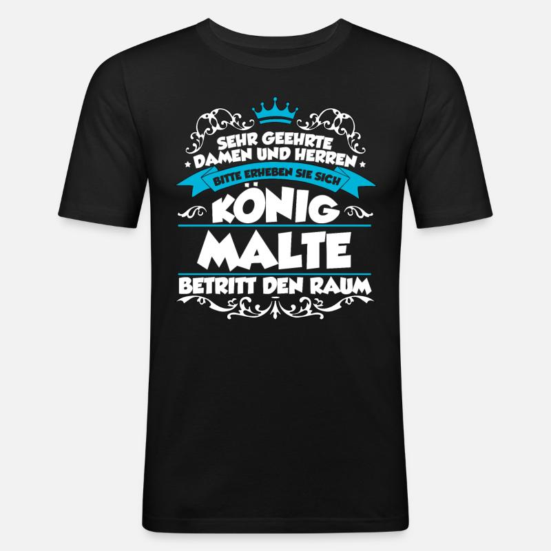 Malte Name Design - Männer Slim Fit T-Shirt - Schwarz