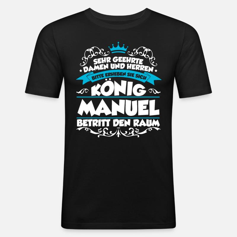 Manuel Name Design - Männer Slim Fit T-Shirt - Schwarz