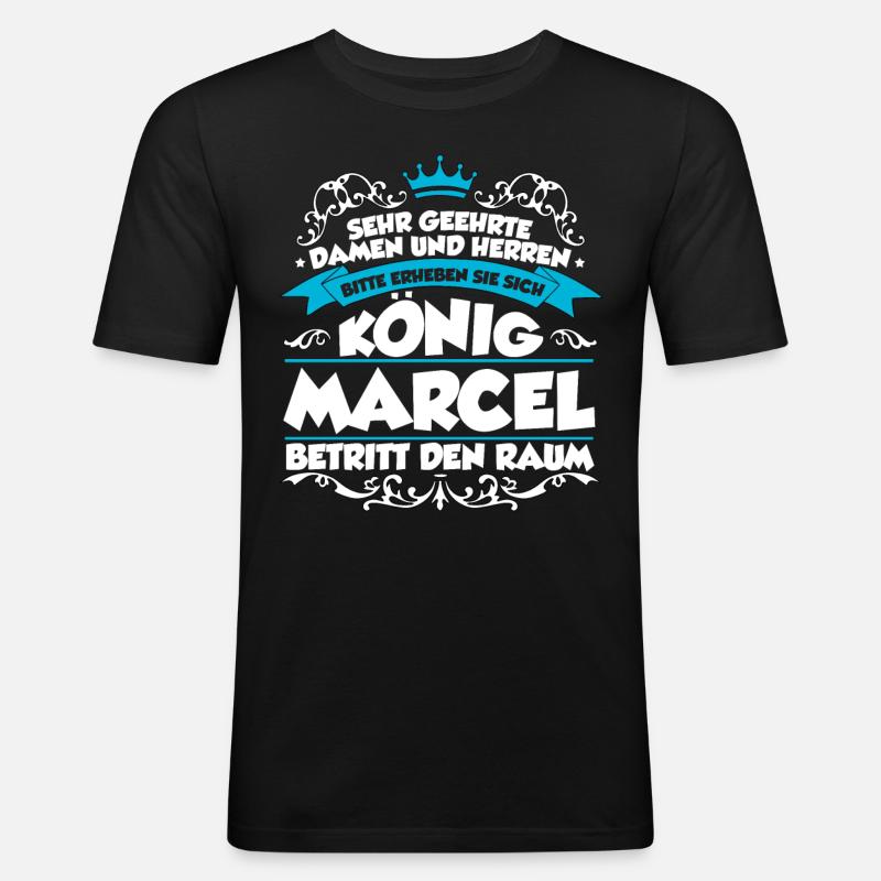 Marcel Name Design - Männer Slim Fit T-Shirt - Schwarz