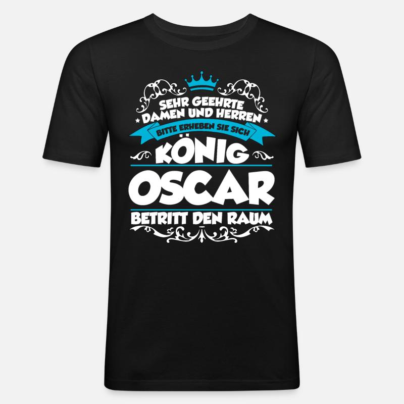 Oscar Name Design - Männer Slim Fit T-Shirt - Schwarz