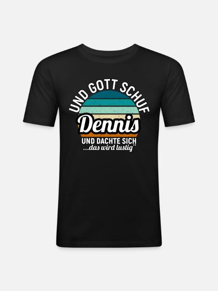 Detlev - Männer Slim Fit T-Shirt - Schwarz