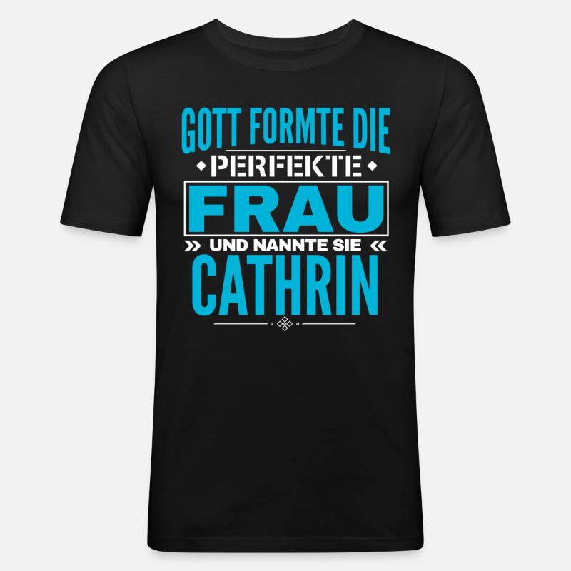 Cathrin Name Design - Männer Slim Fit T-Shirt - Schwarz