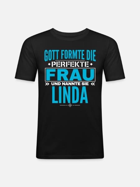 Linda Name Design - Männer Slim Fit T-Shirt - Schwarz