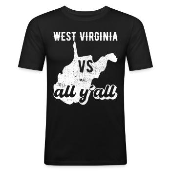 West Virginia all y all Geschenk - Männer Slim Fit T-Shirt - Schwarz - Vorne - Nik (191cm)