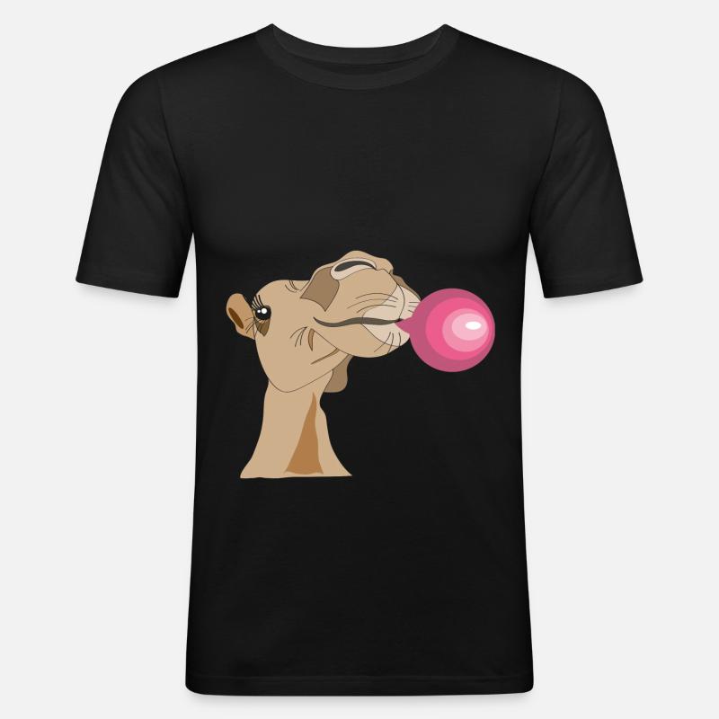 Camel lady with chewing gum - Men's Slim Fit T-Shirt - black
