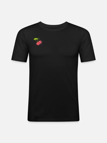 Drawing Cherry - Men's Slim Fit T-Shirt - black